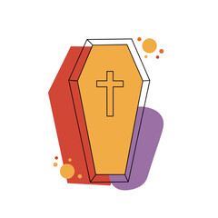 Obraz premium Coffin with Cross Illustration - Funeral and Halloween Symbol, Copyspace