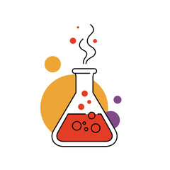 Bubbling test tube illustration with vapor, Halloween chemistry theme