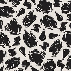 Chicken background, pattern set. Collection icons chicken. Vector