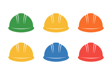 Colorful construction safety helmets vector graphic