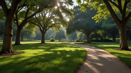 Fototapeta premium Park path at sunrise