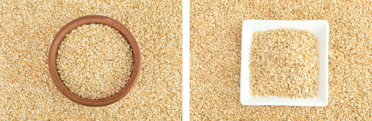 Sesame seeds as a background. Top view. Flat lay