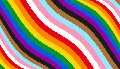 Pride wavy background, wave rainbow LGBT flag colors isolated, LGBTQ gay pride stripes background - stock vector