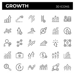 Minimalistic Growth Icon Set – Business, Success, Development, and Performance Symbols