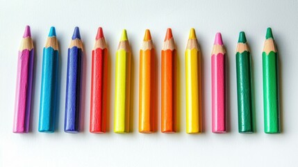 Colorful Pencils Aligned in a Row