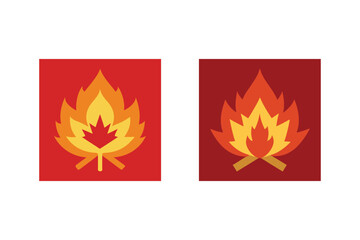Campfire flames maple leaf design two variations