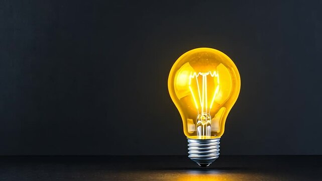 Illuminating Ideas: A Glowing Light Bulb on Dark Background