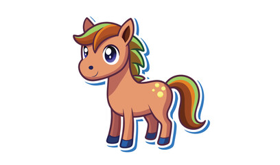 Obraz premium Cute cartoon pony isolated on white background illustration vector