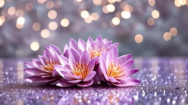 Serene Water Lilies: A Symphony of Purple and Light