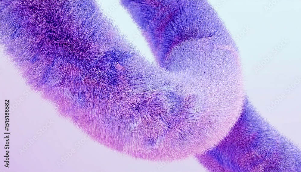 Poster vibrant wavy texture of soft purple and pink synthetic fur strand on light background for abstract d
