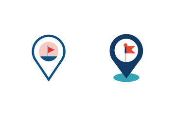Location pin icons flag destination map pointer