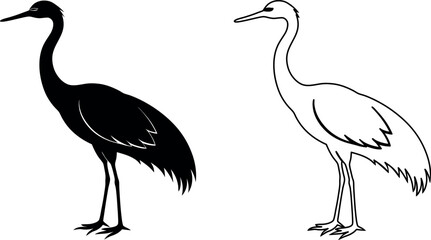 Stylized Crane Illustration with Bold Colors for Graphic Design Projects and Creative Applications