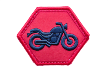 Pink motorcycle patch design isolated on a white background