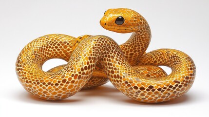 Obraz premium Ornate yellow and brown snake sculpture.