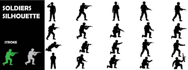 Obraz premium Military Soldiers and Army Silhouettes Collection