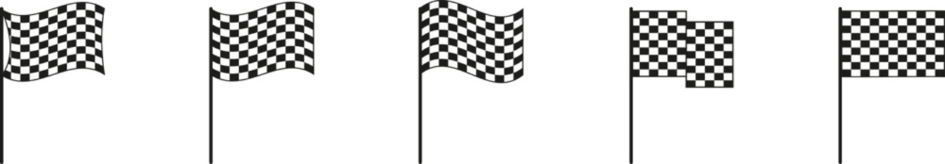 Fototapeta premium Checkered Race Flag Vector Set – Finish Line and Motorsport Icons