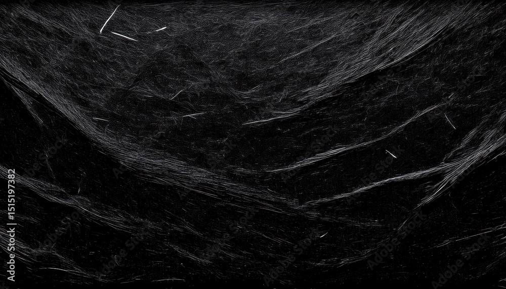 Aufkleber dark abstract scratched black surface with sharp linear textures and curved streaks resembling etched slate, ideal for grunge background, poster design, branding element, or album cover

