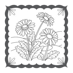 Vector floral background with flowers and decorative vintage frame