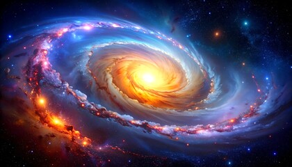 Spiral Galaxy with Cosmic Nebula.