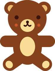 Cute Brown Teddy Bear Cartoon Vector Illustration.