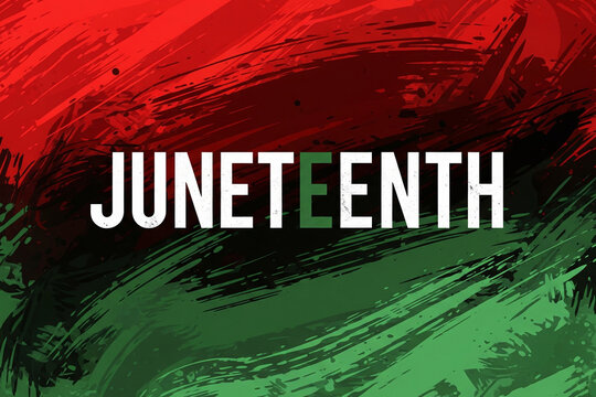dynamic brushstroke background in Juneteenth color palette.
