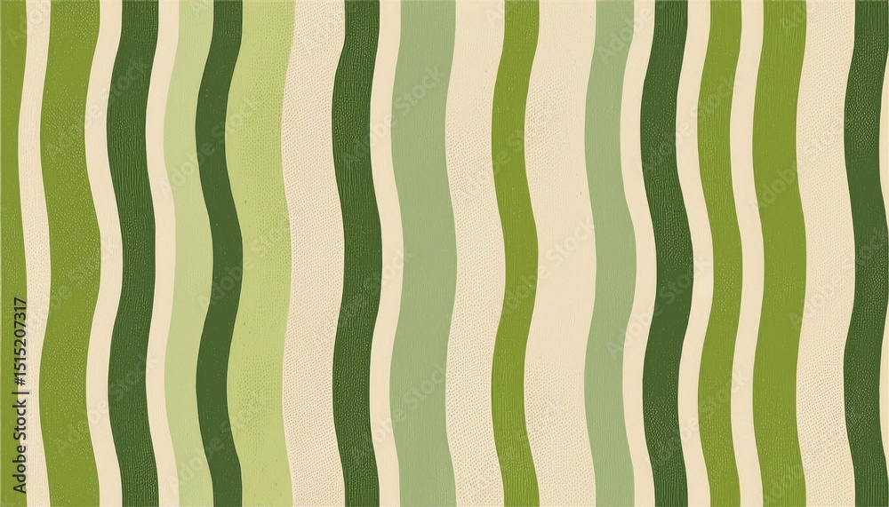 Poster wavy green and beige vertical stripe pattern with textured paint surface for eco friendly branding, 