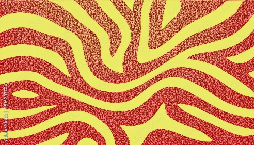 Aufkleber vibrant yellow and red wavy stripe abstract texture with retro pop art halftone effect for poster de