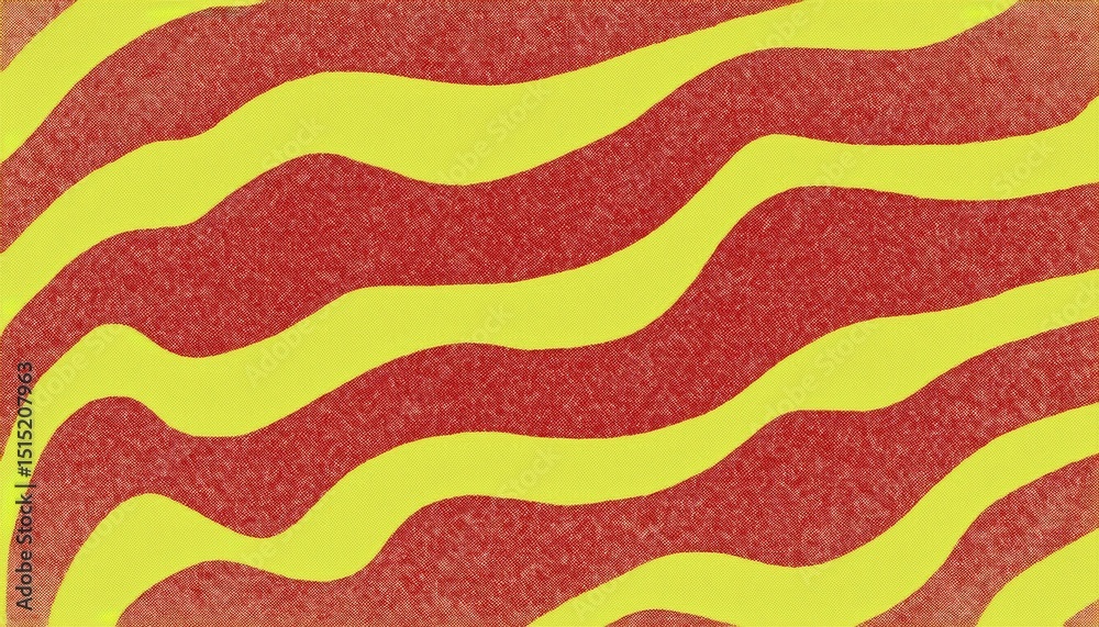 Aufkleber vibrant yellow and red wavy stripe abstract texture with retro pop art halftone effect for poster de