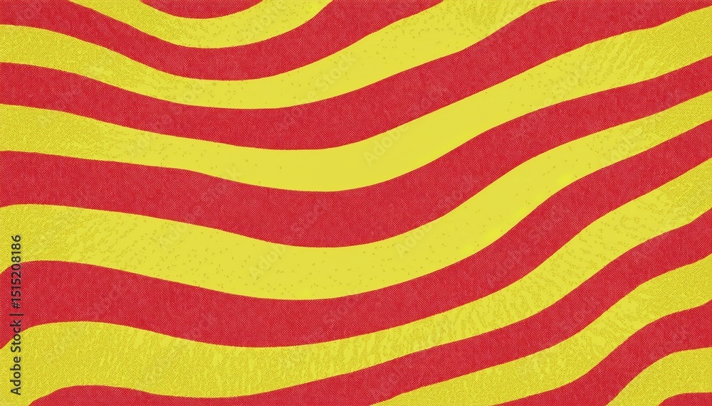 Poster vibrant yellow and red wavy stripe abstract texture with retro pop art halftone effect for poster de