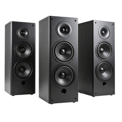 Fototapeta premium High-Fidelity Black Speaker Tower with Three Dynamic Drivers, PNG Cutout