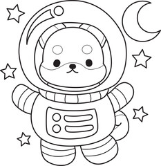 Outline of Cute puppy kawaii dog lovely animal vector icon. Coloring pages of Fluffy Shiba Inu pet stickers.