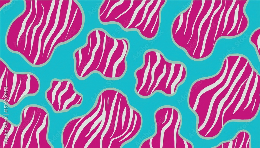 Aufkleber abstract topographic contour pattern in magenta and white over aqua blue background for modern web d