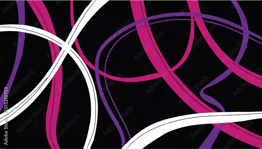 Poster  vibrant abstract neon line pattern on black background for modern web design, tech branding, and digital print media