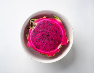 photography of vibrant pitaya dragon fruit sorbet on plain white white background