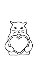 cat love illustration line art hand drawn meme