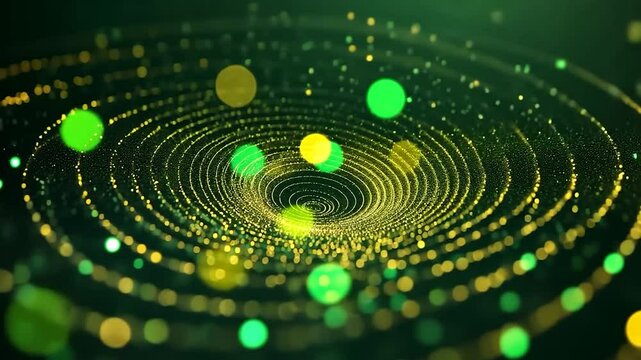 Abstract Green and Gold Vortex of Light