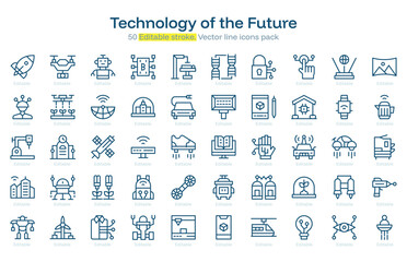 Technology of the Future line icon pack. Technology of the Future Stroke icon set. Editable Stroke icon