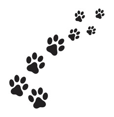 Black dog paw print or foot print silhouette design.