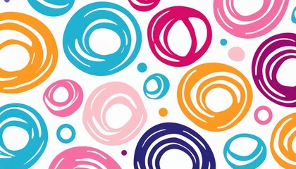 Fototapeta premium vibrant abstract circle pattern with colorful concentric rings on white background for playful branding, children’s product, web design, or modern textile print
