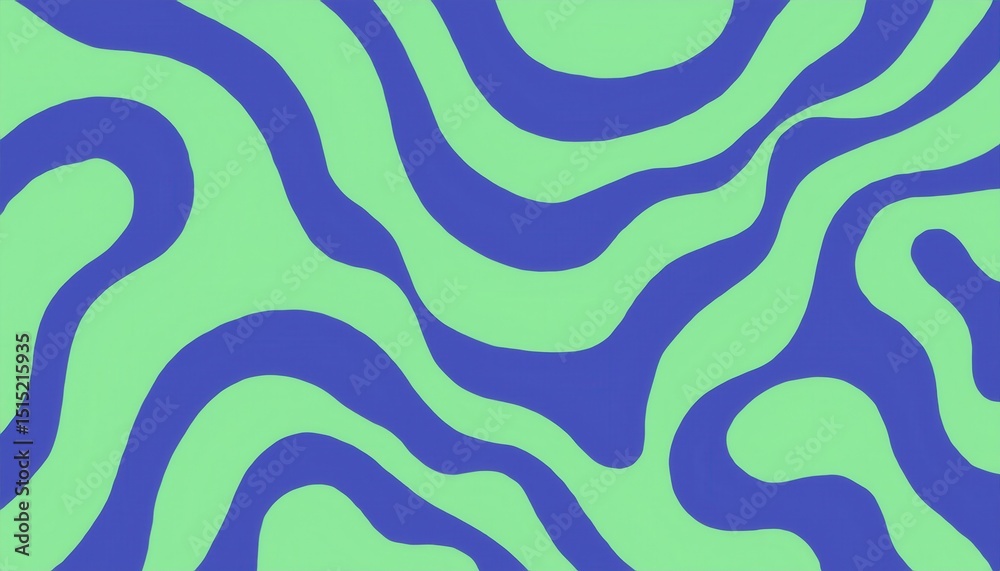 Poster abstract blue wave lines on pastel green background for modern branding, web design, print media, an