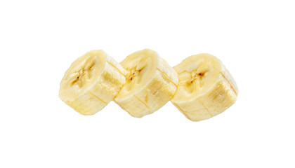 Banana slices on white