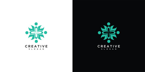 nature people logo design ecology symbol