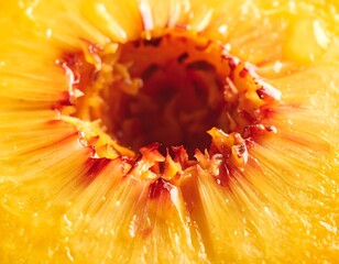 Close-up peach slice detail