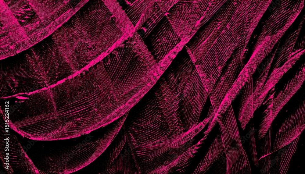 Aufkleber vibrant magenta mesh pattern resembling abstract wave structure on black background for futuristic web design, digital art, print, branding, and technology themed visual identity

