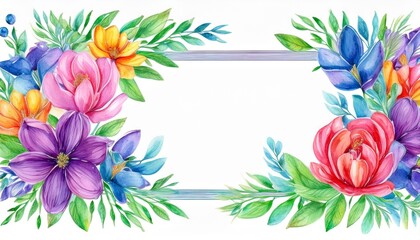watercolor floral frame hand drawn illustration isolated on white background