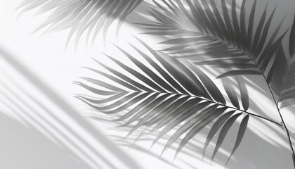realistic shadow of palm tree branch on white background tropical palm leaves leaf shadow silhouette nature light decoration overlay effect