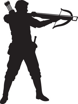 archer silhouette aiming crossbow clip art preview