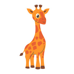 Obraz premium Cartoon cute giraffe in flat style. Vector illustration