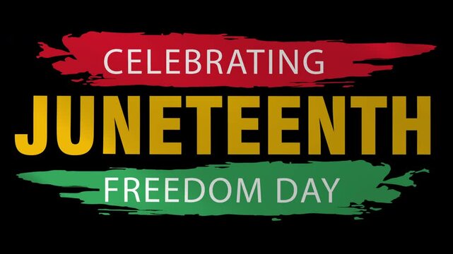 Celebrating Juneteenth Freedom Day flag wave animation. looping animated background video for symbol of freedom and justice. African American History