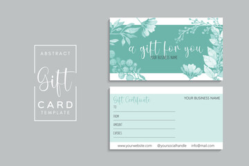 Gift card template with flowers. Vector illustration. EPS 10.
